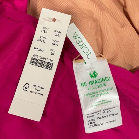 J. Crew Ruched Ruffle One Piece Swimsuit Plus Size In Radiant Fuchsia Size 20 - Picture 5 of 6